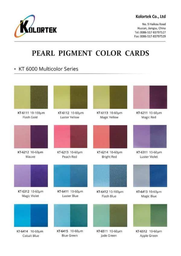 Tarjetas de color con pigmentos perlados