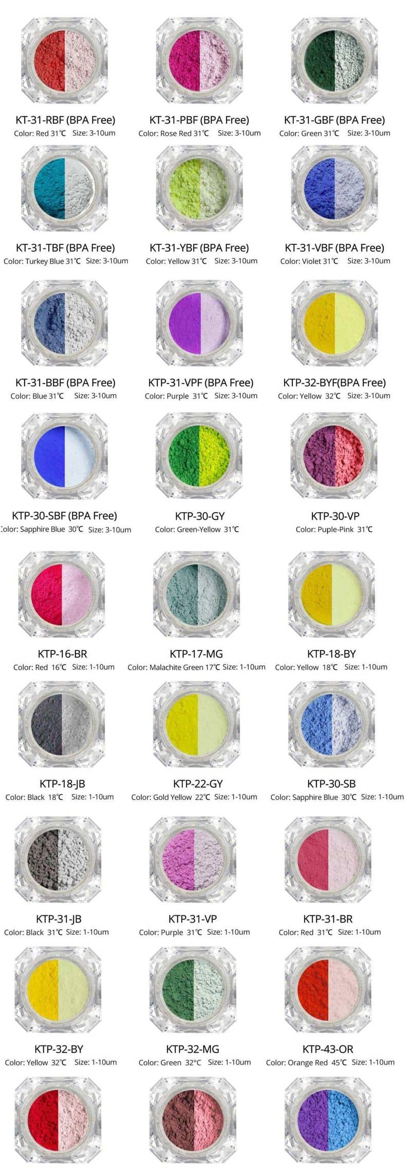 thermochromic paint powder